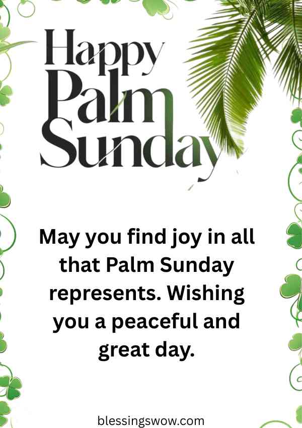 a happy pam Sunday image with palm leaf