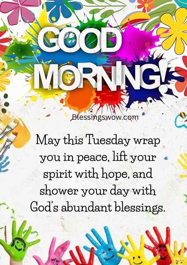 Powerful Tuesday prayer blessings with colorful painted background