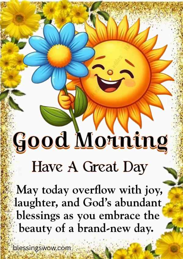 Good Morning Saturday with a Smiling sun holding sun flower
