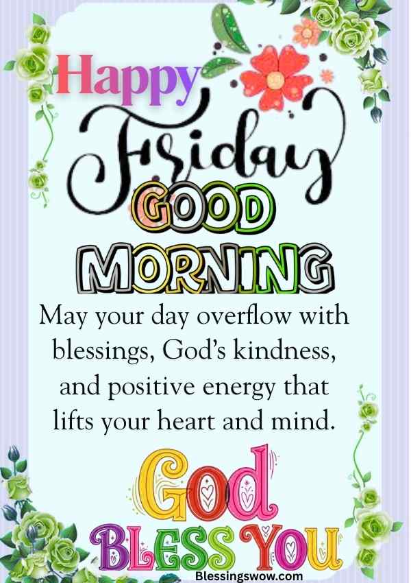 Thankful Good morning Friday image with floral background